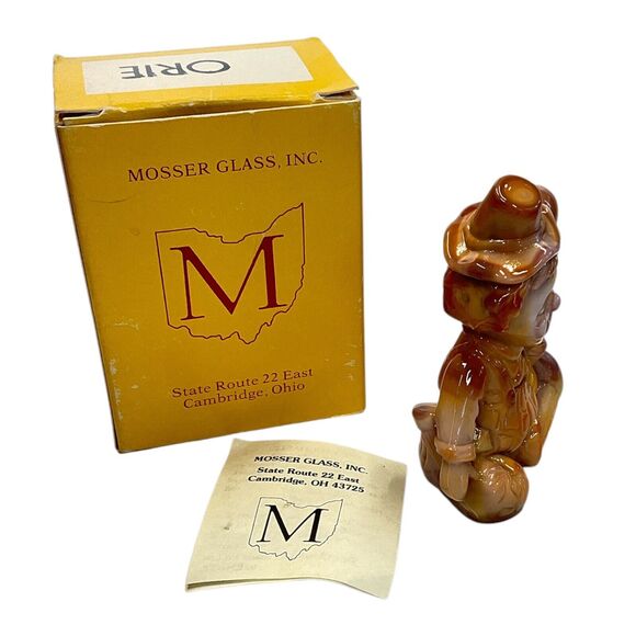 Balloon Clown Art Glass Figurine Cadmium Glow Orie Carmel Slag Glass 1981 Mosser - Picture 9 of 10